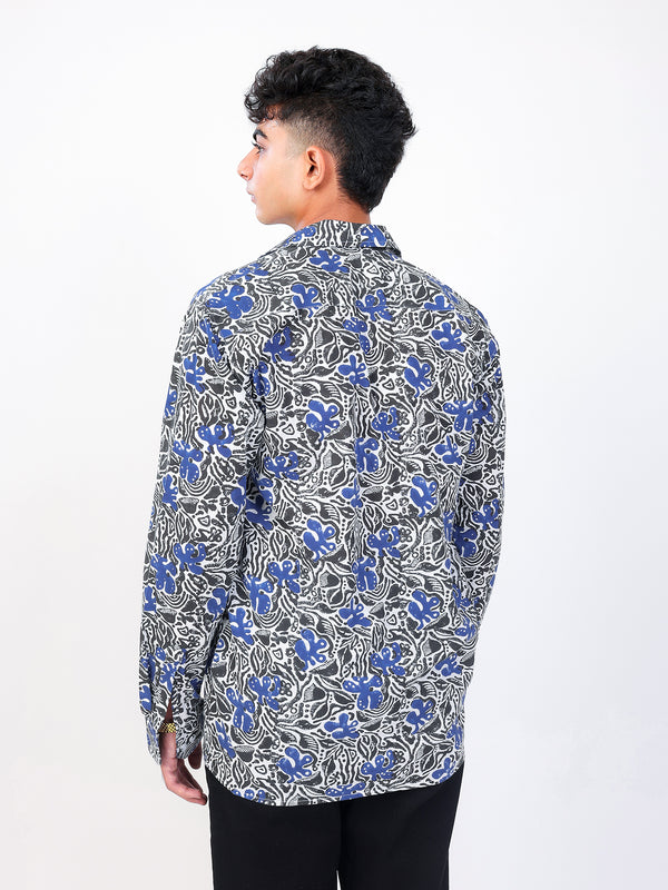 Bhoolbhulaiya hand block printed cotton shirt back view