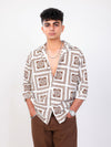 Chokda hand block printed cotton shirt front view