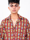 Gulmahor hand block printed cotton shirt closeup view