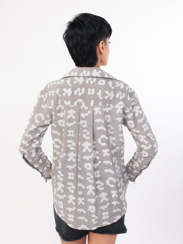 Nagma hand block printed cotton shirt back view