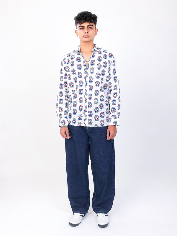 Nazar Battu hand block printed cotton shirt front full view