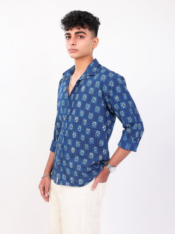 Neelkamal hand block printed cotton shirt side view