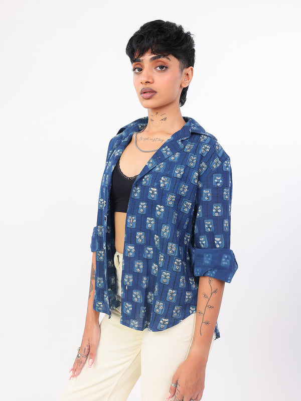 Neelkamal hand block printed cotton shirt side view