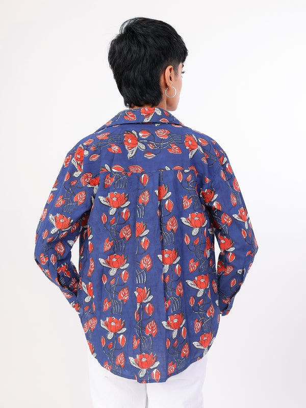 Phool Baag hand block printed cotton shirt back view
