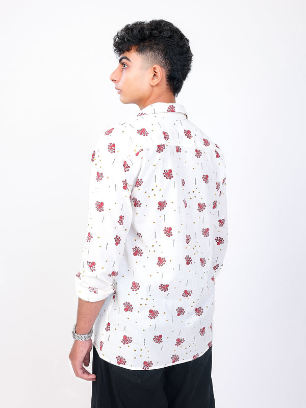 Samudri hand block printed cotton shirt back view
