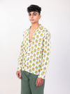 Sun and Leaf hand block printed cotton shirt side view