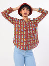 Gulmahor hand block printed cotton shirt with bucket hat