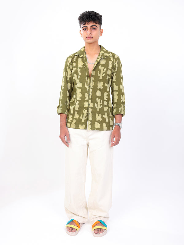 Harita hand block printed cotton shirt front full view