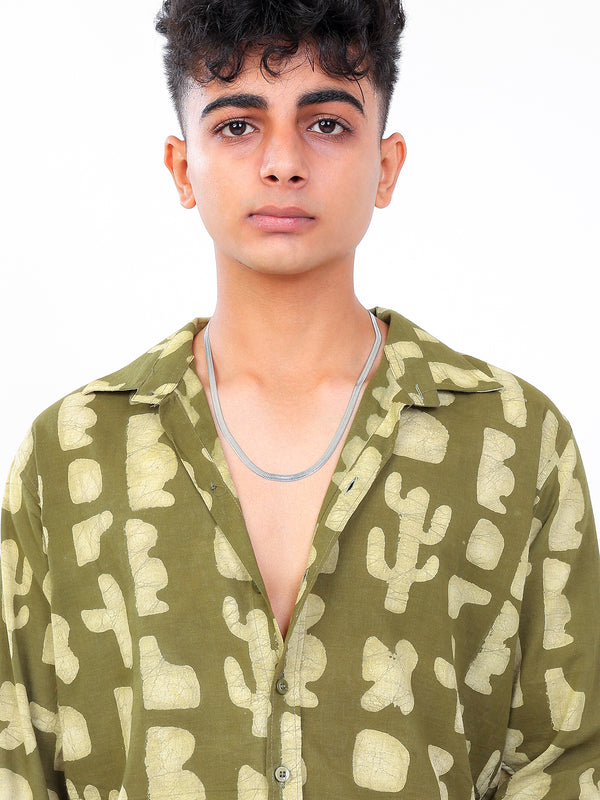 Harita hand block printed cotton shirt closeup view