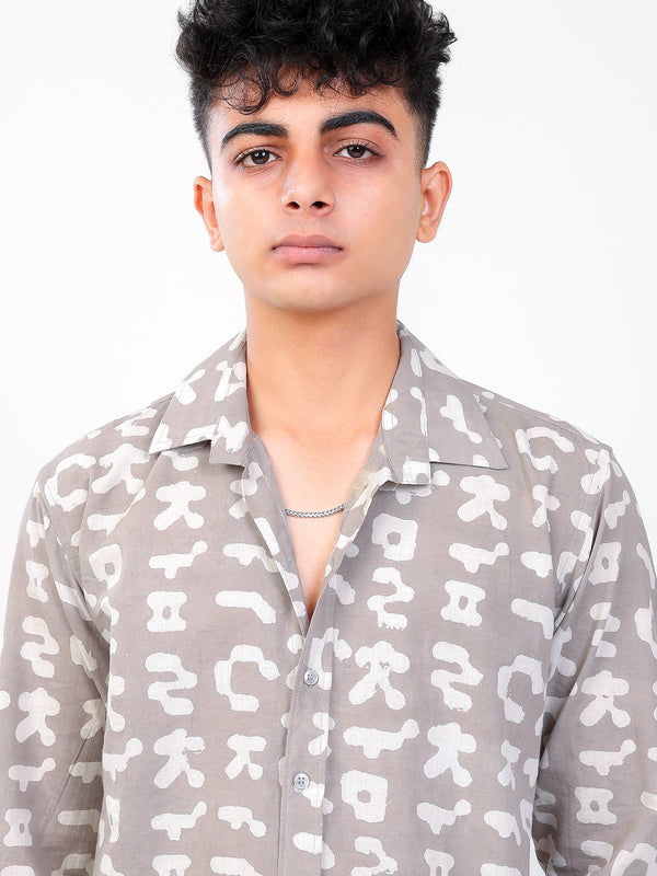 Nagma hand block printed cotton shirt closeup view