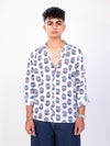 Nazar Battu hand block printed cotton shirt front view