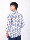 Nazar Battu hand block printed cotton shirt back view