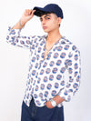 Nazar Battu hand block printed cotton shirt with cap