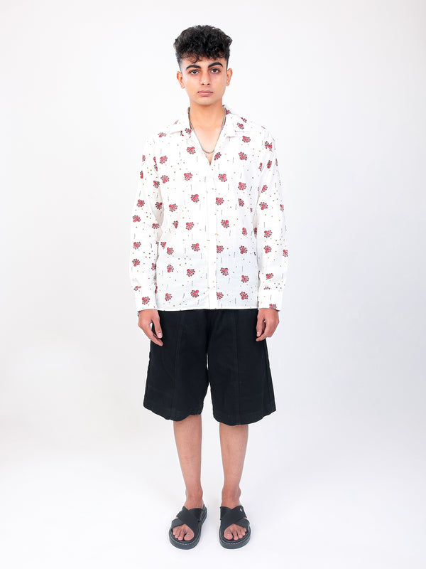 Samudri hand block printed cotton shirt front full view